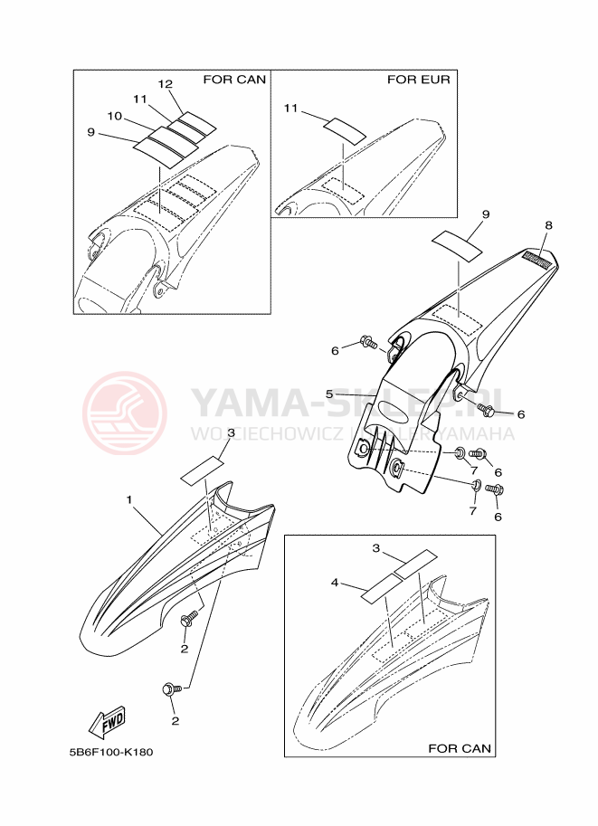 Schemat "błotnik" do Yamaha TT-R110E
