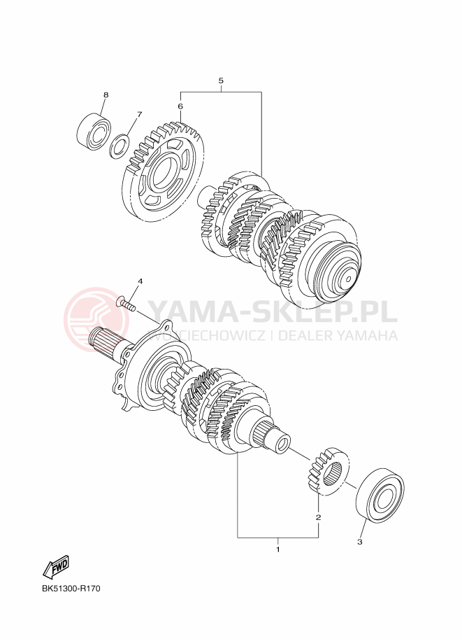 Schemat "Skrzynia biegów " do Yamaha FJR1300AE