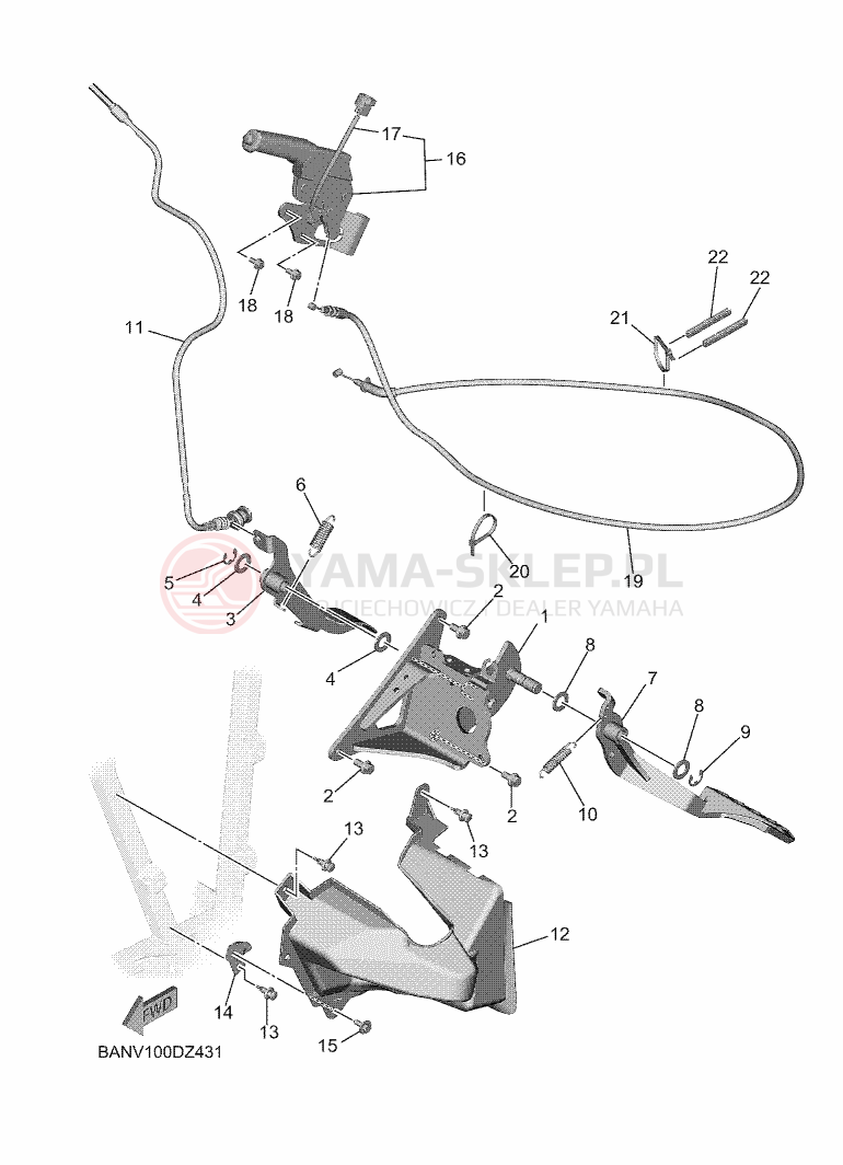 Schemat "PEDAL WIRE" do Yamaha WOLVERINE X2 850 SE