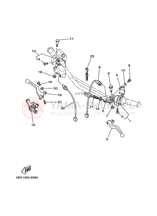 Schemat "Kierownica i osprzęt" do Yamaha TW125