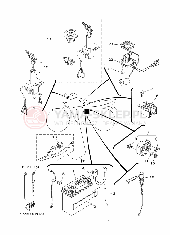 Schemat "układ elektryczny" do Yamaha YBR125E