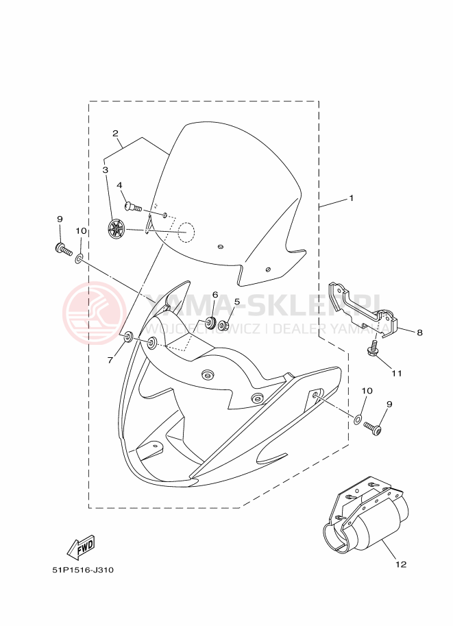 Schemat "elementy nadwozia" do Yamaha YBR125ESD