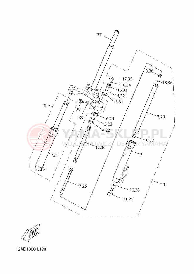 Schemat "Amortyzatory przód" do Yamaha CS50