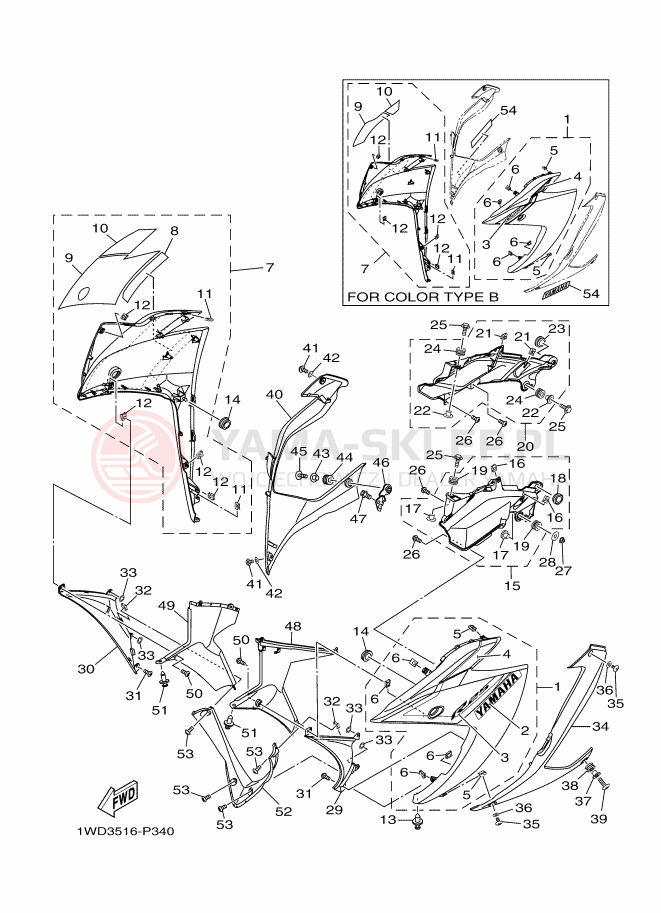 Schemat "elementy nadwozia" do Yamaha YZF-R25