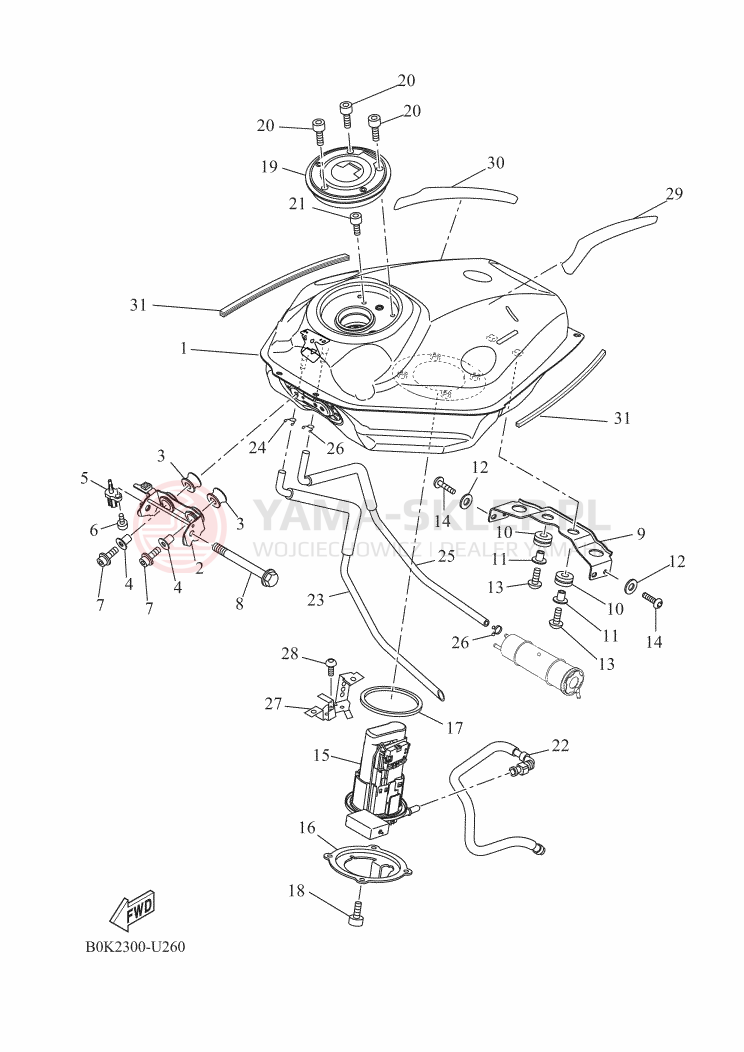 Schemat "zbiornik paliwa" do Yamaha TRACER 700