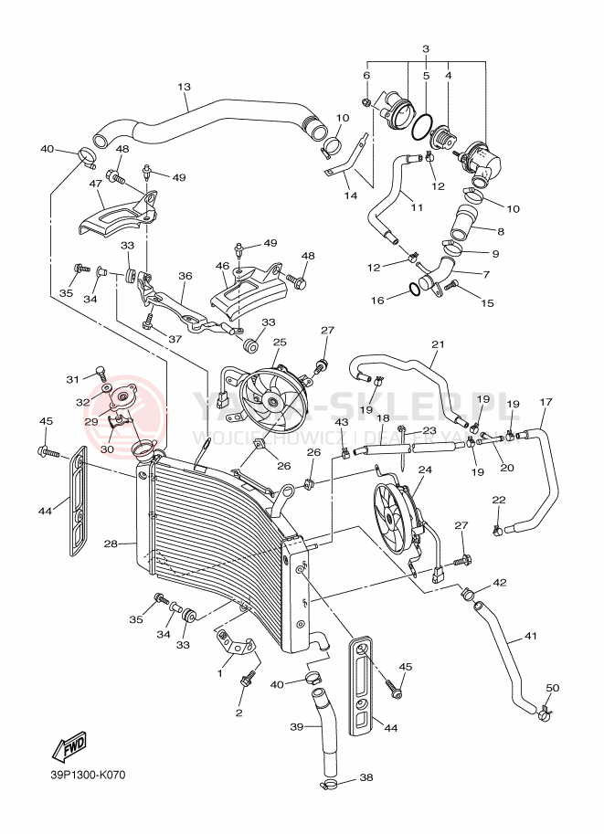 Schemat "Węże chłodnicy" do Yamaha FZ8-N ABS