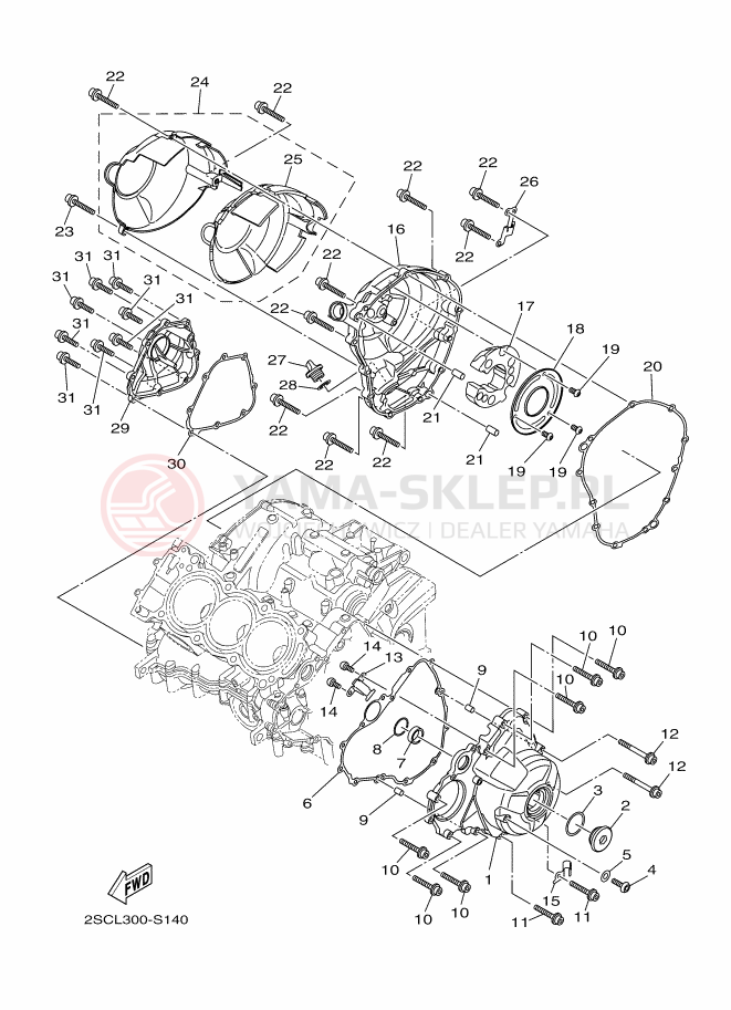 Schemat "Pokrywa silnika" do Yamaha MT-09