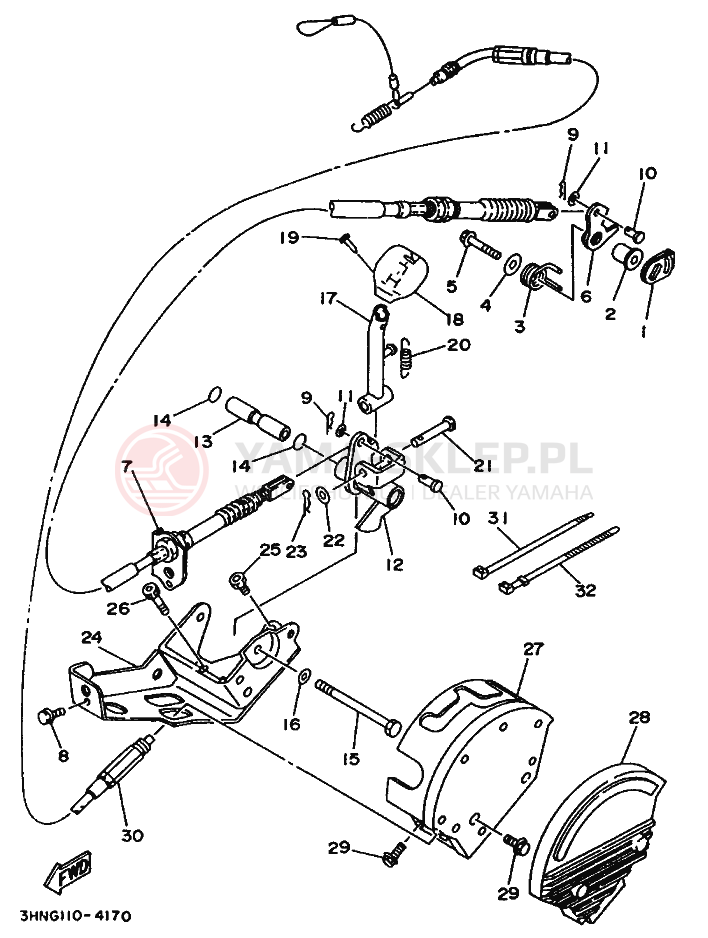 Schemat "ZMIANA BIEGÓW" do Yamaha BIG BEAR 350