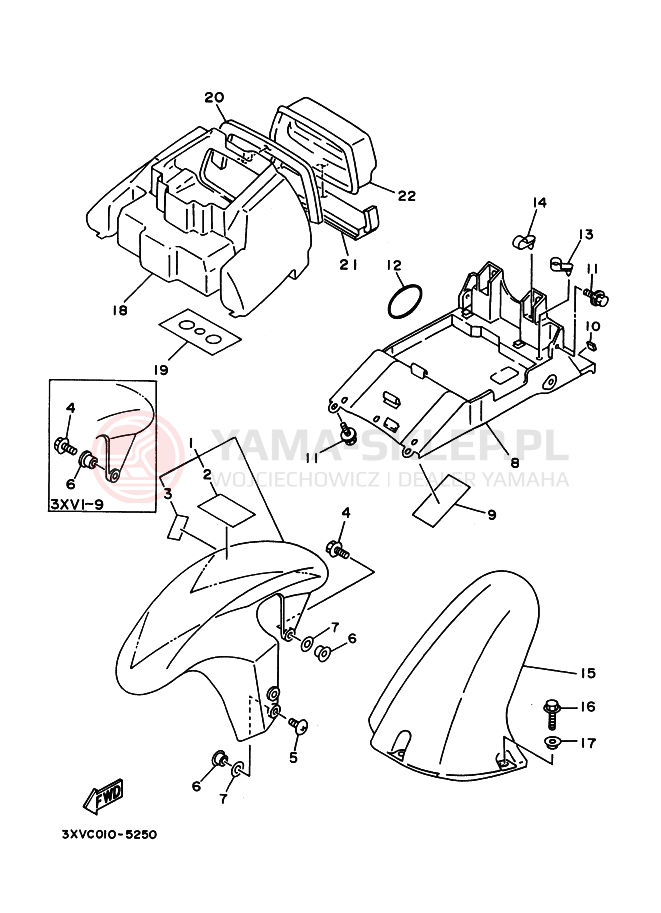 Schemat "błotnik" do Yamaha TZR250R