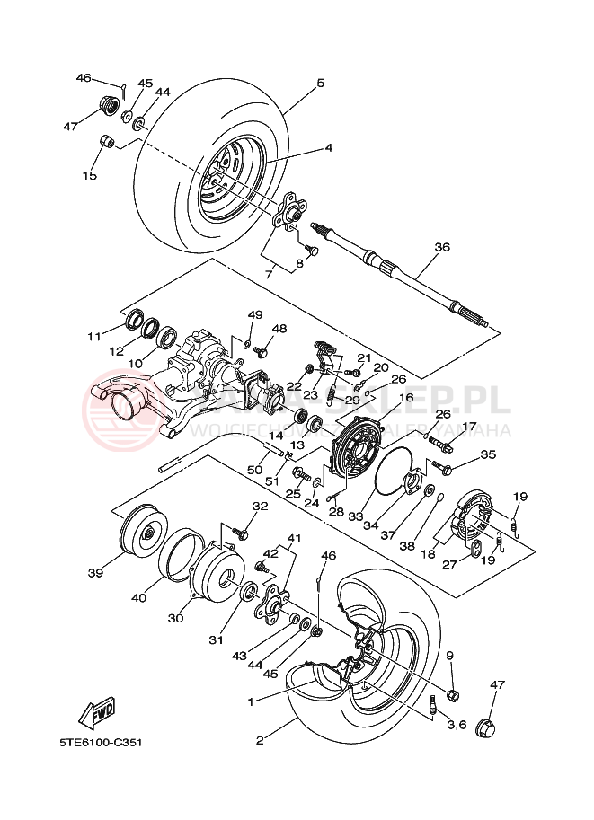 Schemat "Koło tył" do Yamaha BRUIN 2WD