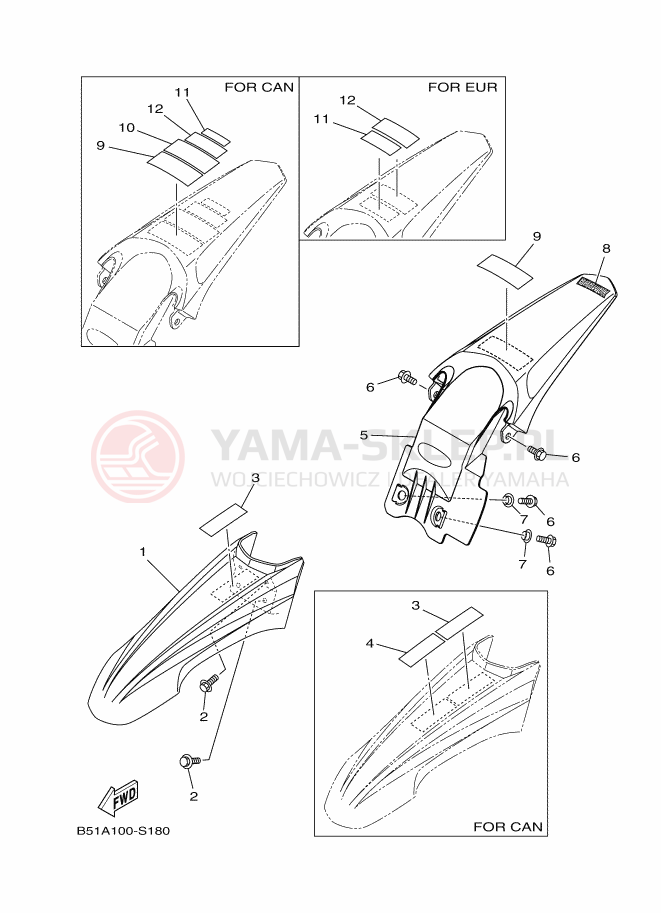 Schemat "błotnik" do Yamaha TT-R110E