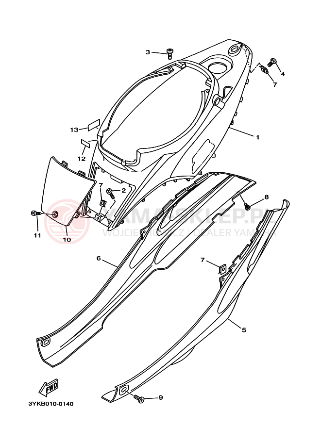 Schemat "Pokrywa boczna" do Yamaha YG50Z JOG Z