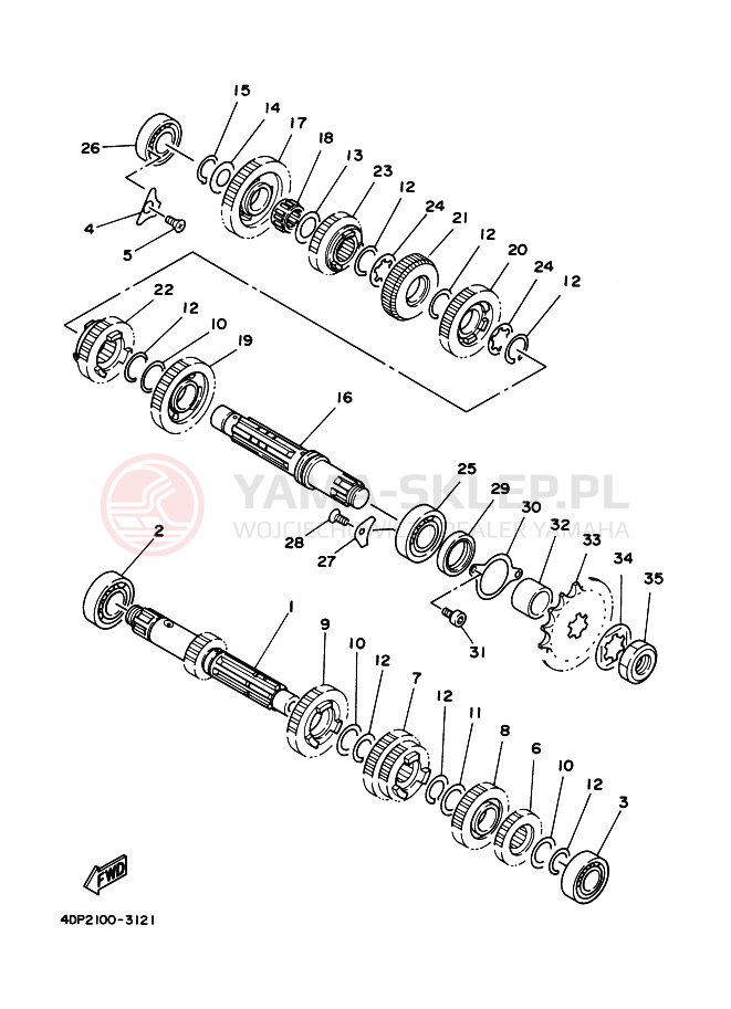 Schemat "Skrzynia biegów " do Yamaha TZ250