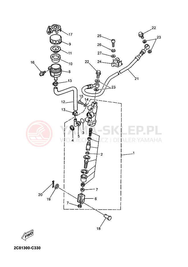 Schemat "Pompa hamulcowa tył" do Yamaha DT125X DT 125 SM