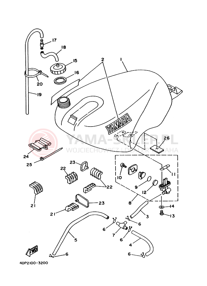 Schemat "zbiornik paliwa" do Yamaha TZ250