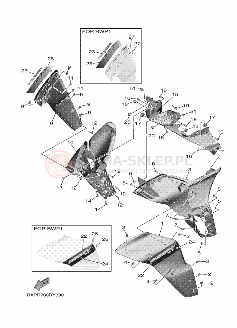 Schemat "elementy nadwozia" do Yamaha TRACER 9 GT