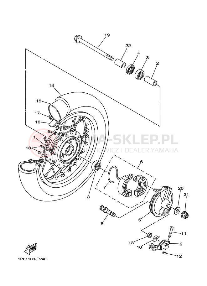 Schemat "Koło przód" do Yamaha TT-R50E