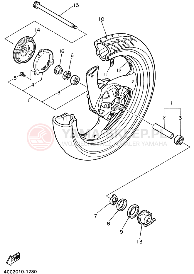 Schemat "Koło przód" do Yamaha FJ1200A