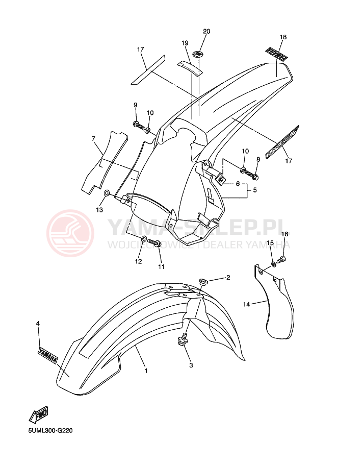 Schemat "błotnik" do Yamaha WR250F