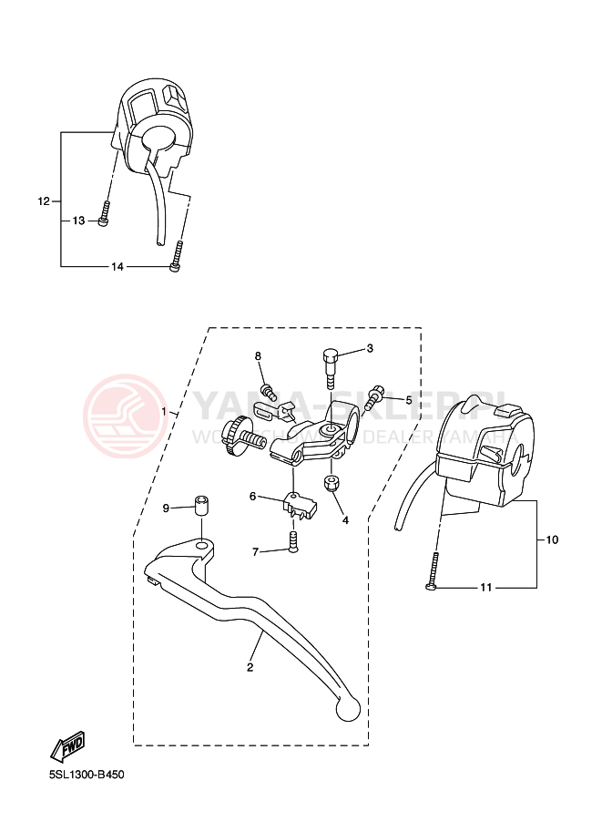 Schemat "Kierownica i osprzęt" do Yamaha YZF-R6