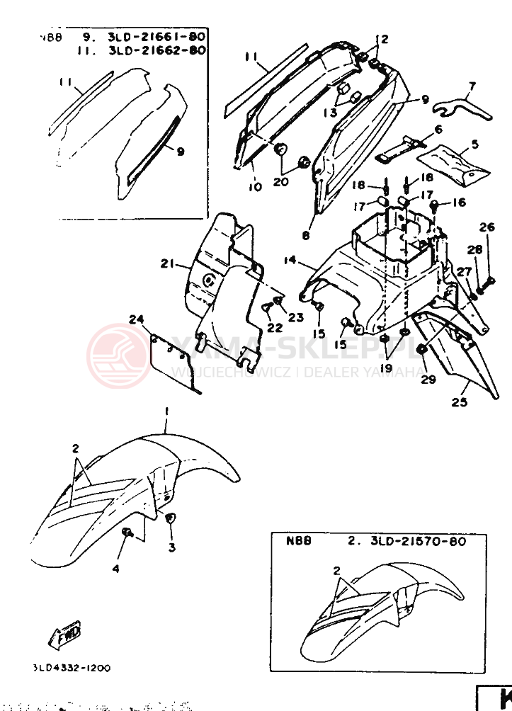 Schemat "błotnik" do Yamaha XTZ750 SUPERTENERE