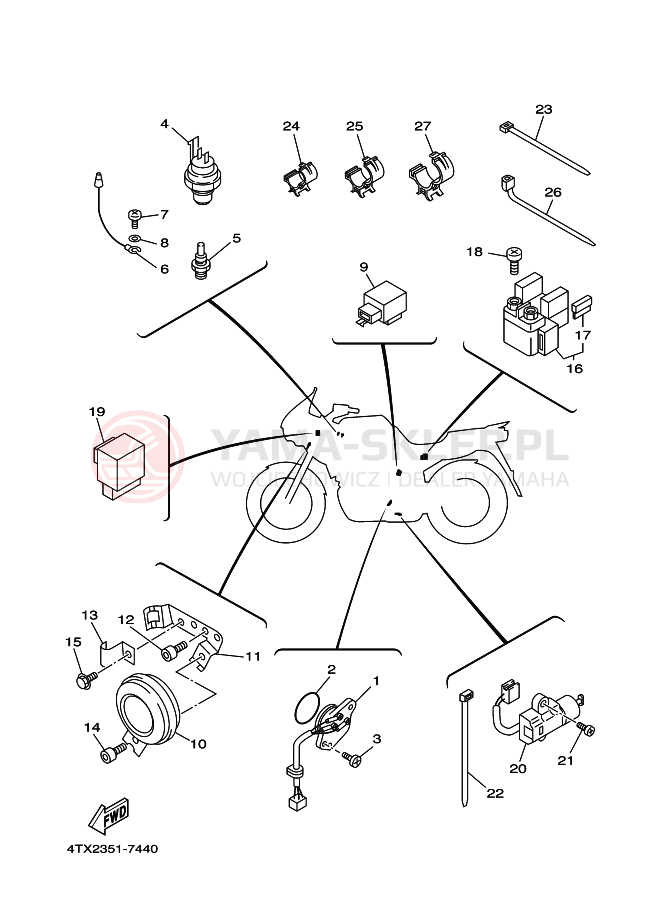 Schemat "układ elektryczny" do Yamaha TDM850