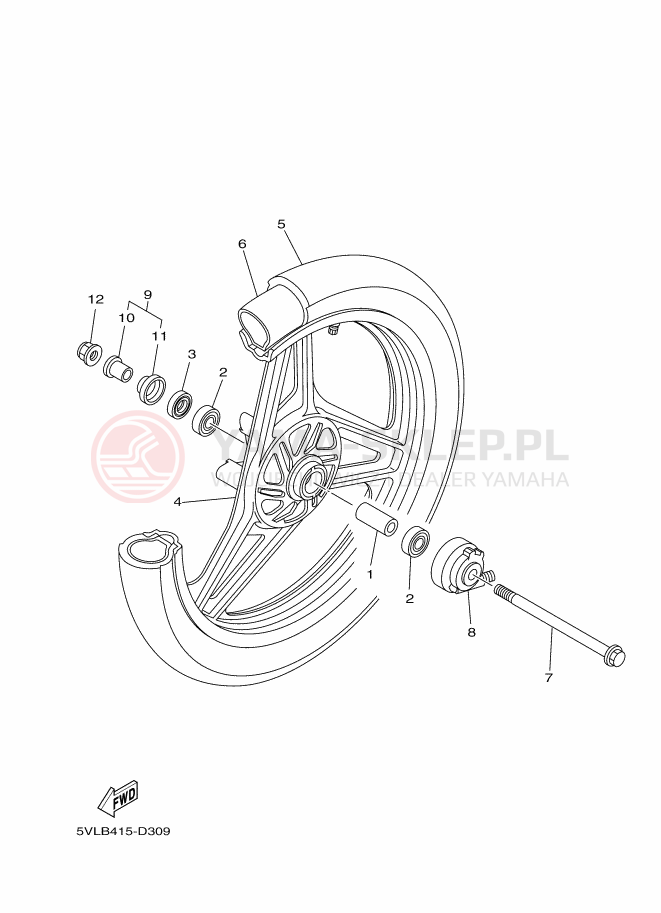 Schemat "Koło przód" do Yamaha YBR125E