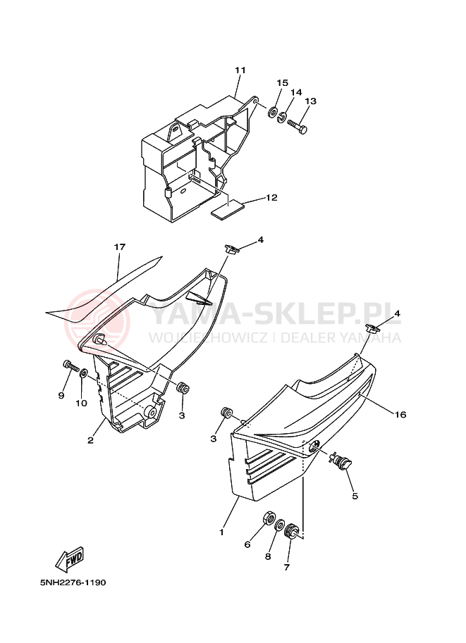 Schemat "Pokrywa boczna" do Yamaha YBR125E