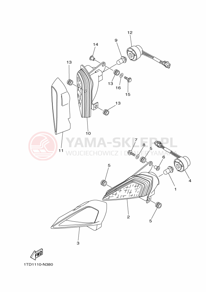 Schemat "Lampa przód" do Yamaha YFZ450R