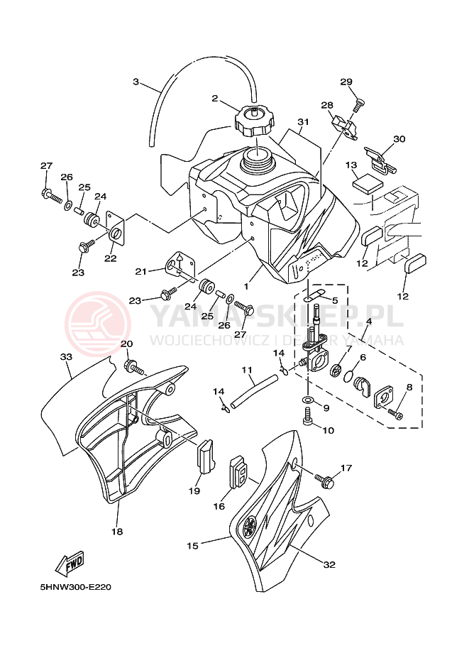 Schemat "zbiornik paliwa" do Yamaha TT-R90