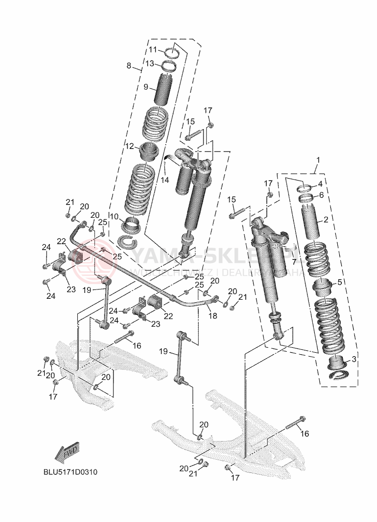 Schemat "zawieszenie tył" do Yamaha WOLVERINE RMAX4 1000 COMPACT LE