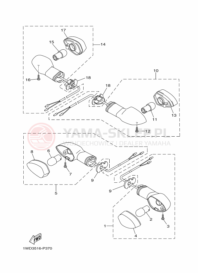 Schemat "kierunkowskazy" do Yamaha YZF-R25