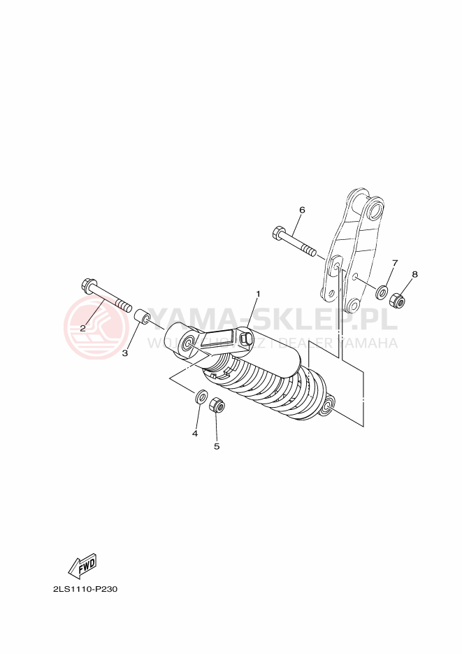 Schemat "zawieszenie tył" do Yamaha YFM700R