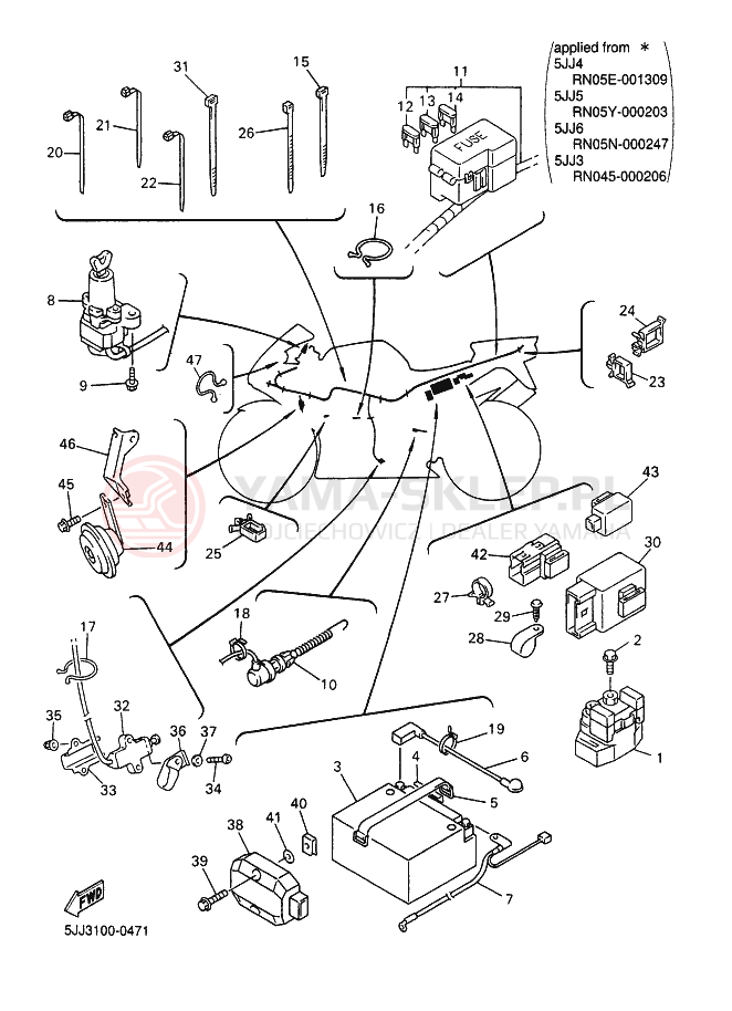 Schemat "układ elektryczny" do Yamaha YZF-R1 R1