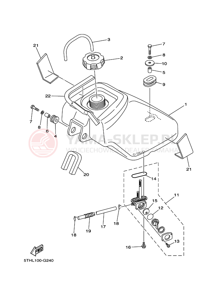 Schemat "zbiornik paliwa" do Yamaha YFM50