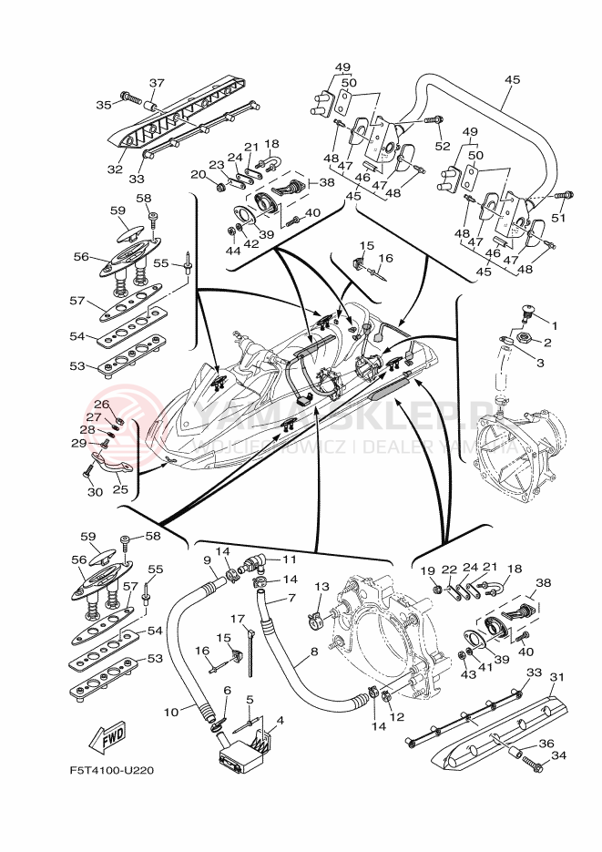 Schemat "HULL & DECK" do Yamaha VX LIMITED