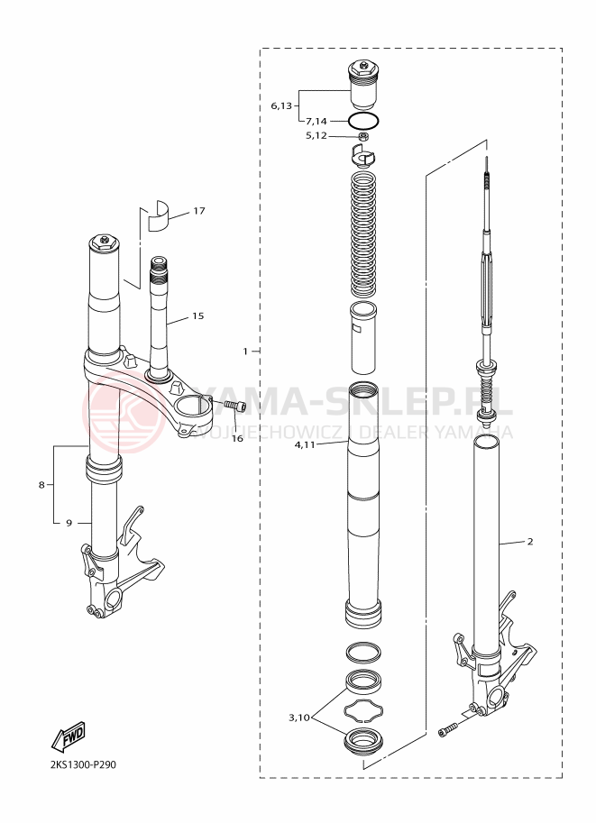 Schemat "Amortyzatory przód" do Yamaha YZF-R1M