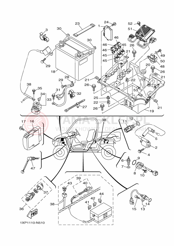 Schemat "układ elektryczny" do Yamaha YXM700PE