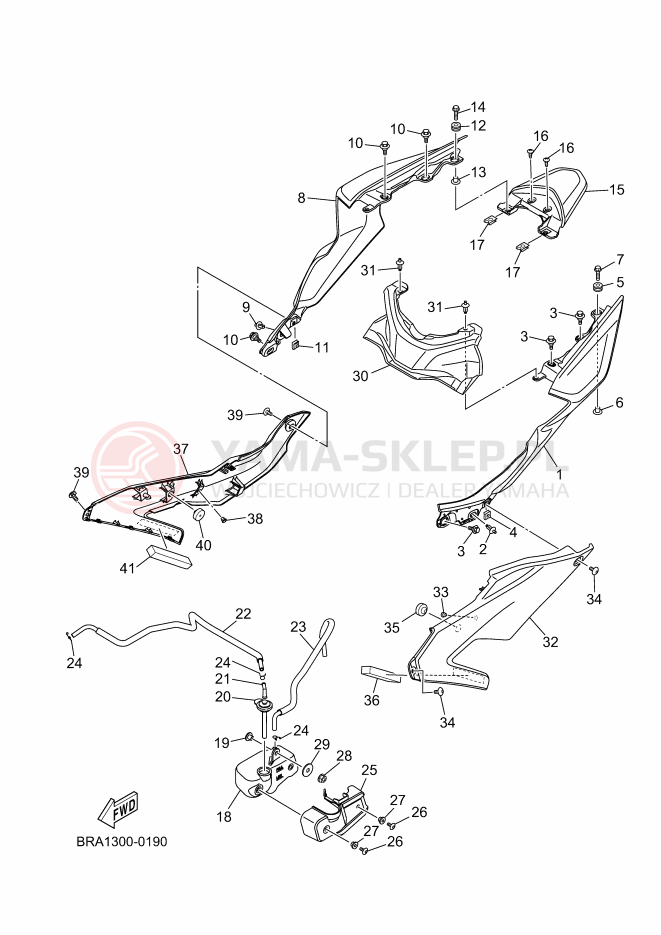 Schemat "Pokrywa boczna" do Yamaha R3