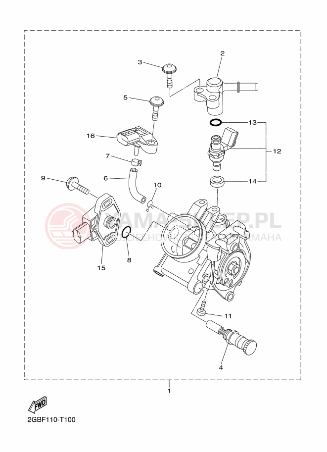 Schemat "Wtrysk paliwa" do Yamaha WR250F