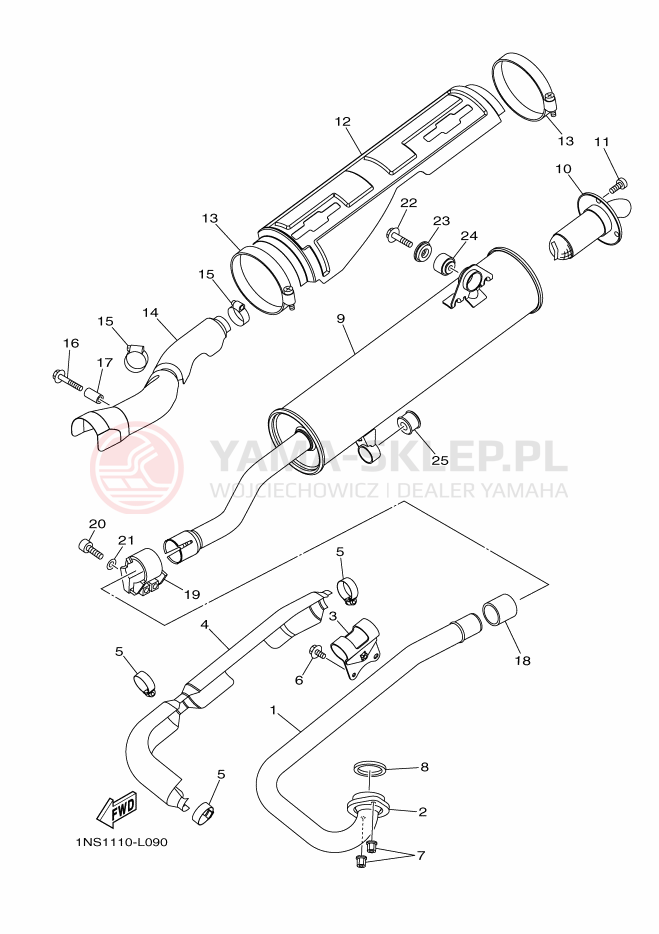 Schemat "Wydech końcowy" do Yamaha GRIZZLY 350 4WD