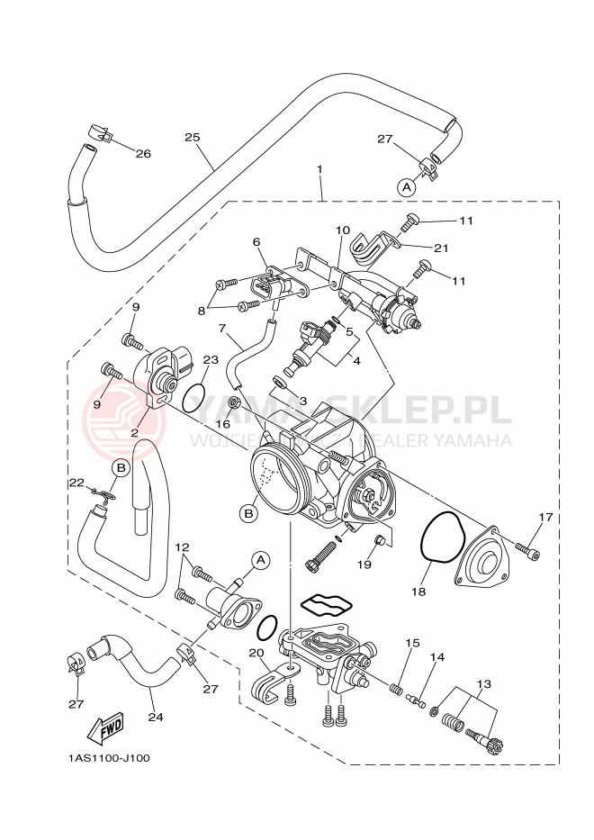 Schemat "Układ wtryskowy" do Yamaha YFM700R