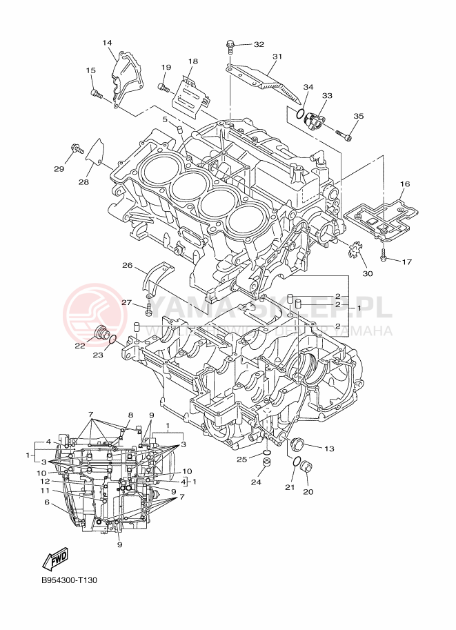 Schemat "Obudowa silnika" do Yamaha FJR1300AS