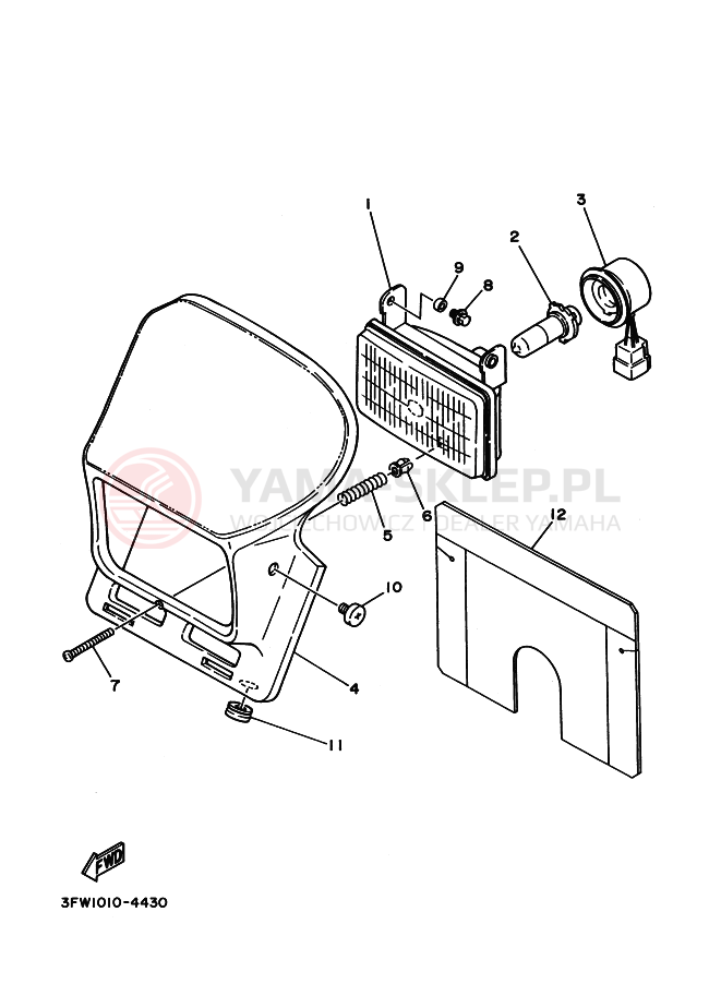 Schemat "Lampa przód" do Yamaha DT125R