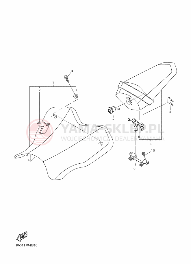 Schemat "siedzenie" do Yamaha YZF-R1