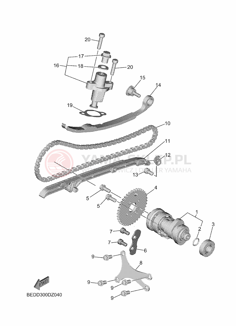 Schemat "Rozrząd - łańcuszek" do Yamaha TRICITY 300