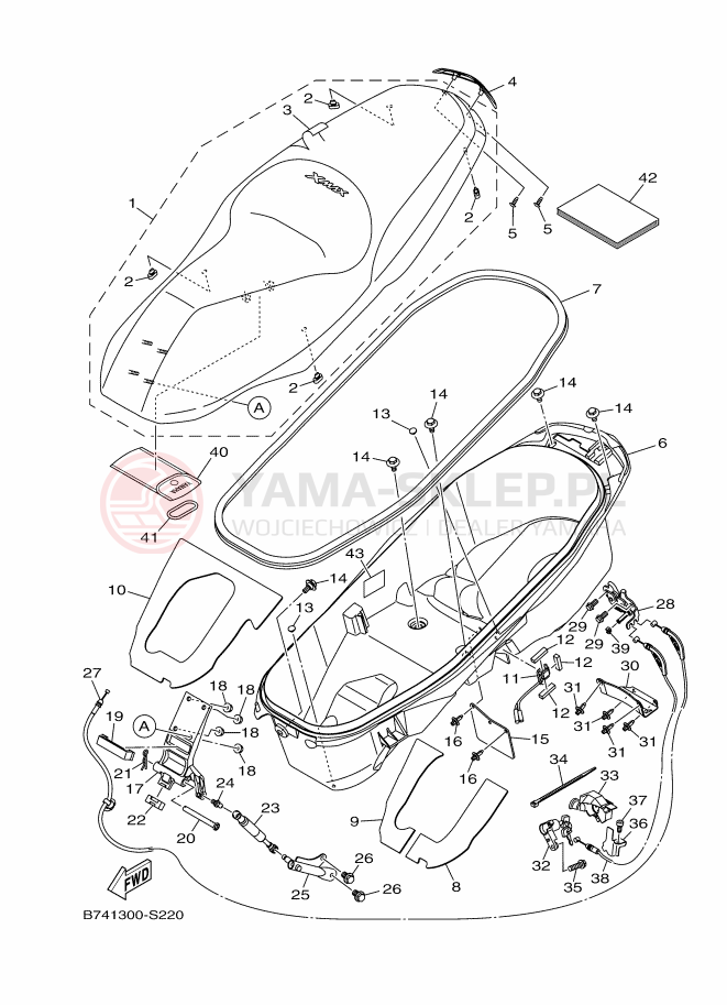 Schemat "siedzenie" do Yamaha X-MAX 300