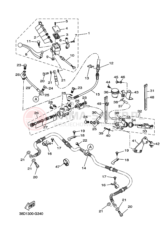Schemat "Pompa hamulcowa przednia" do Yamaha GRIZZLY 350