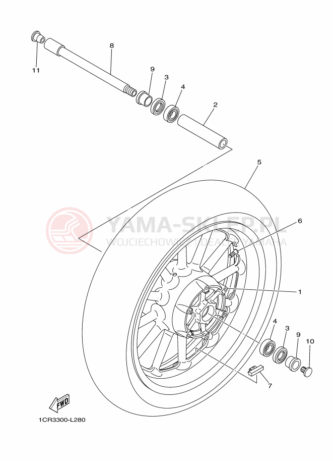Schemat "Koło przód" do Yamaha XV1900A