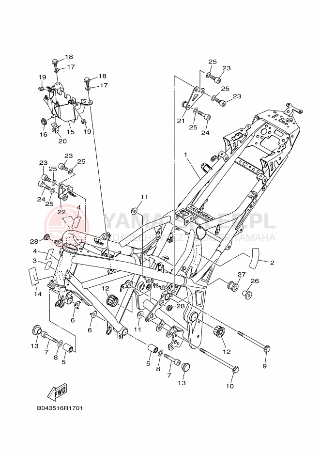 Schemat "rama" do Yamaha MT-03